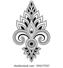 Mehndi flower pattern for Henna drawing and tattoo. Decoration in ethnic oriental, Indian style.