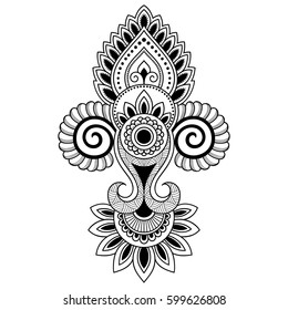 Mehndi flower pattern for Henna drawing and tattoo. Decoration in ethnic oriental, Indian style.