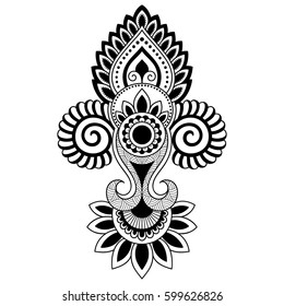 Mehndi flower pattern for Henna drawing and tattoo. Decoration in ethnic oriental, Indian style.
