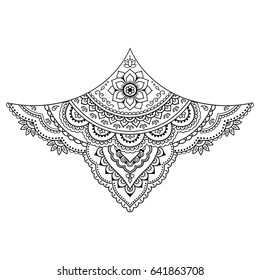 Mehndi flower pattern for Henna drawing and tattoo. Decoration in ethnic oriental, Indian style.