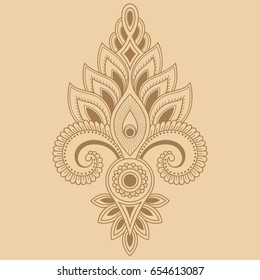 Mehndi flower pattern for Henna drawing and tattoo. Decoration in ethnic oriental, Indian style.