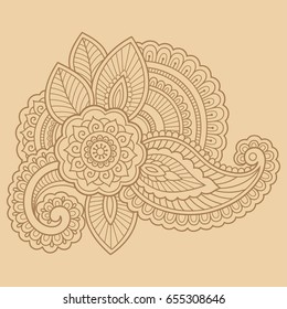Mehndi flower pattern for Henna drawing and tattoo. Decoration in ethnic oriental, Indian style.