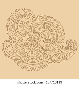 Mehndi flower pattern for Henna drawing and tattoo. Decoration in ethnic oriental, Indian style.