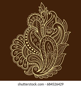 Mehndi flower pattern for Henna drawing and tattoo. Decoration in ethnic oriental, Indian style.