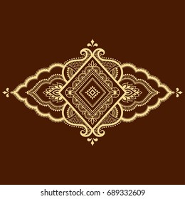 Mehndi flower pattern for Henna drawing and tattoo. Decoration in ethnic oriental, Indian style.