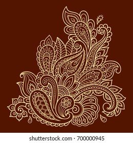 Mehndi flower pattern for Henna drawing and tattoo. Decoration in ethnic oriental, Indian style.