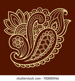 Mehndi flower pattern for Henna drawing and tattoo. Decoration in ethnic oriental, Indian style.
