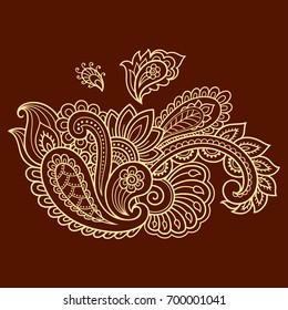 Mehndi flower pattern for Henna drawing and tattoo. Decoration in ethnic oriental, Indian style.