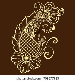 Mehndi flower pattern for Henna drawing and tattoo. Decoration in ethnic oriental, Indian style.