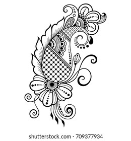 Mehndi flower pattern for Henna drawing and tattoo. Decoration in ethnic oriental, Indian style.