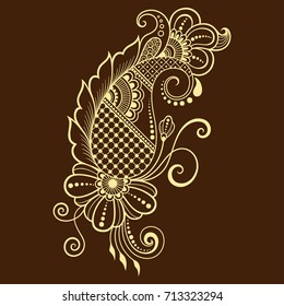 Mehndi flower pattern for Henna drawing and tattoo. Decoration in ethnic oriental, Indian style.