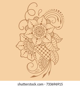 Mehndi flower pattern for Henna drawing and tattoo. Decoration in ethnic oriental, Indian style.