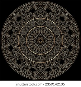 Mehndi Henna Drawing Circular Mandala pattern for tattoo, decoration premium product poster or painting. Decorative ornament in ethnic oriental style. Outline doodle hand draw illustration.