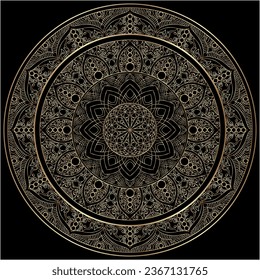 Mehndi Henna Drawing Circular Mandala pattern for tattoo, decoration premium product poster or painting. Decorative ornament in ethnic oriental style. Outline doodle hand draw illustration.