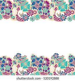 Mehndi horizontal background. Paisley background. Vector illustration