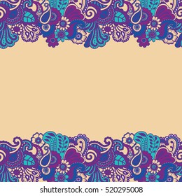 Mehndi horizontal backrtound. Paisley background. Vector illustration.