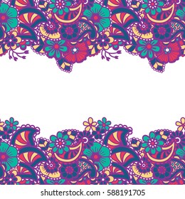 Mehndi horizontal backrtound. Paisley background. Vector illustration