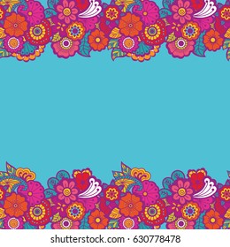 Mehndi horizontal backrtound. Paisley background. Vector illustration