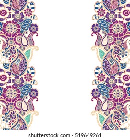 Mehndi horizontal Paisley background. Vector illustration