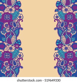 Mehndi horizontal Paisley background. Vector illustration