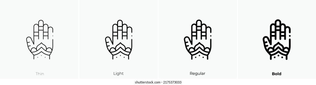 mehndi icon. Thin, Light Regular And Bold style design isolated on white background