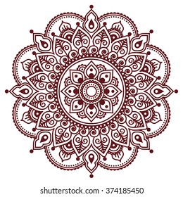 Mehndi, Indian Henna brown tattoo pattern or background