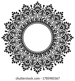 Mehndi Indian henna tatoo vector mandala design - traditional geometric pattern popular in India and Pakistan.

Vector yoga floral round ornament - lace background in black and white
