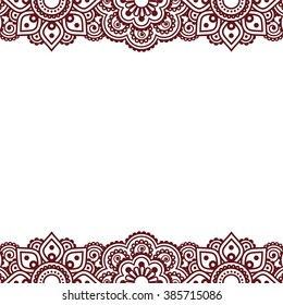 Mehndi, Indian Henna tattoo brown greetings card
