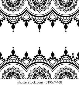 Mehndi, Indian Henna tattoo design - greetings card, lace ornament