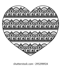 Mehndi, Indian Henna tattoo heart seamless pattern