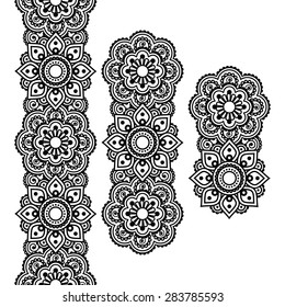 Mehndi, Indian Henna Tattoo Long Pattern, Design Elements