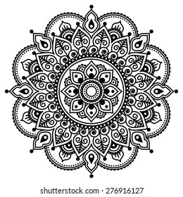 Mehndi, Indian Henna Tattoo Pattern Or Background