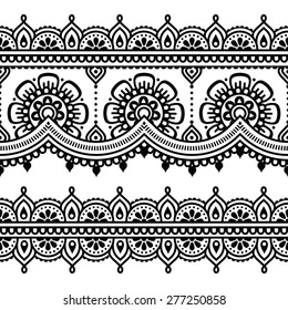 Mehndi, Indian Henna Tattoo Seamless Pattern