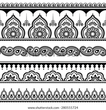  Mehndi  Indian  Henna  Tattoo Seamless Pattern  Stock Vector 
