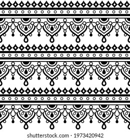 Mehndi Indian henna tattoo style vector seamless pattern, decorative background perfect for textile or fabric print design. Repetitive wallpaper ornament inspired by traditional designs from India 