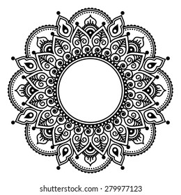 Mehndi Lace Indian Henna Tattoo Round Stock Vector (Royalty Free ...