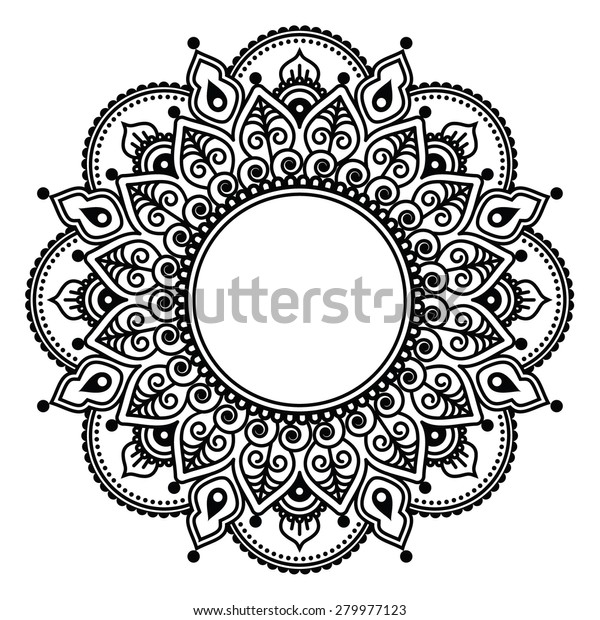 Mehndi Lace Indian Henna Tattoo Round Stock Vector (Royalty Free ...