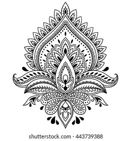 Mehndi lotus flower pattern for Henna drawing and tattoo. Decoration in ethnic oriental, Indian style.