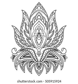 Mehndi lotus flower pattern for Henna drawing and tattoo. Decoration in ethnic oriental, Indian style.