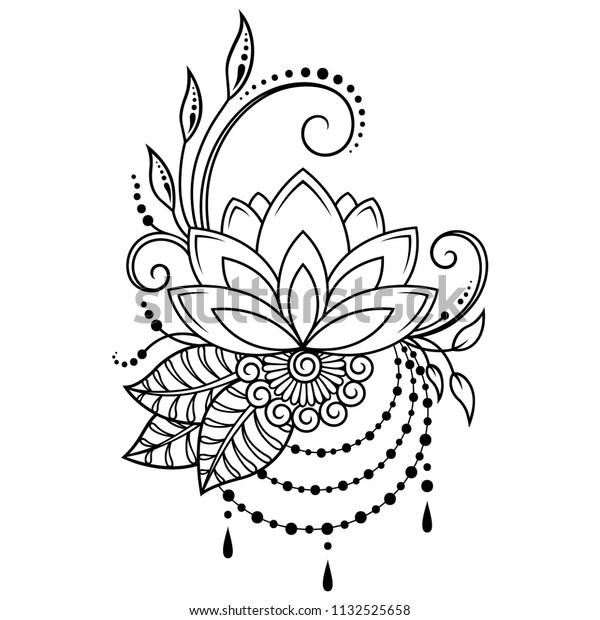Mehndi Lotus flower pattern for Henna drawing and tattoo. Decoration in