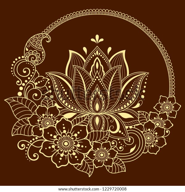 Mehndi Lotus Flower Pattern Henna Drawing Stock Vector (Royalty Free ...