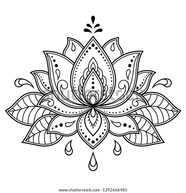 Mehndi Lotus Flower Pattern Henna Drawing Stock Vector Royalty