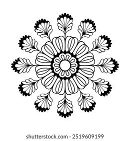 Mehndi mandala silhouette vector with floral displayed on a white background