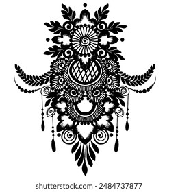 Patrones Mehndi para Imágenes de boda Henna. Decoración de estilo étnico oriental, India. Ilustración vectorial de diseño de henna para manos de novia