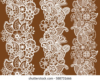 Mehndi Ribbons Paisley Design Collcstion Ornaments Stock Vector ...