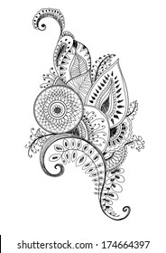 mehndi scetch monochrome pen drawing