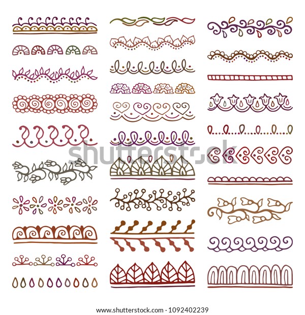Mehndi style vector\
dividers. Set of creative hand drawn borders for your blog post\
decoration. Decorative lines for indian restaurant menu design.\
Perfect for your\
business.