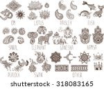 mehndi symbols on a white background