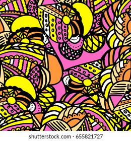 Mehndi tracery pattern, colorful seamless, handmade 