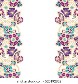 Mehndi vertical backrtound. Paisley background. Vector illustration.